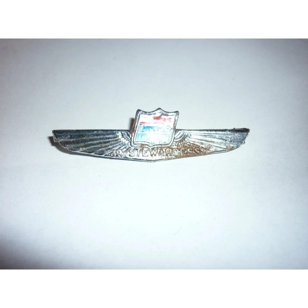 Vintage United Air Lines Jr. Stewardess Wing Pin Kinney Prov RI Aviation Badge